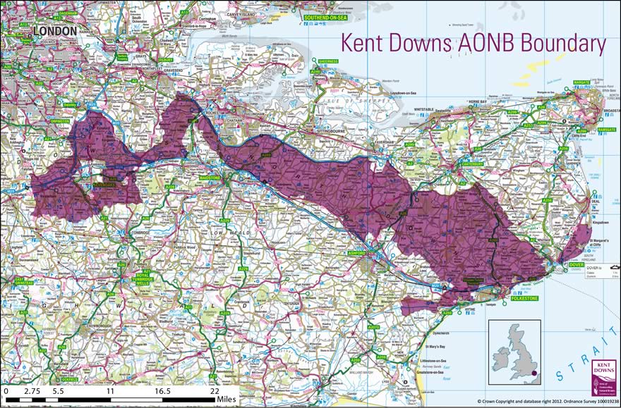 Kent Downs AONB map